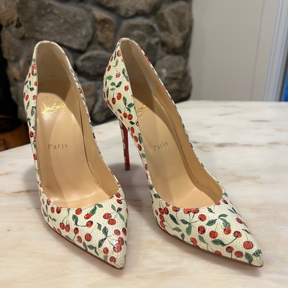 Authentic Christian Louboutin PIGALLE FOLLIES 100 pumps cherry print EU37/US6.5 - Picture 13 of 13